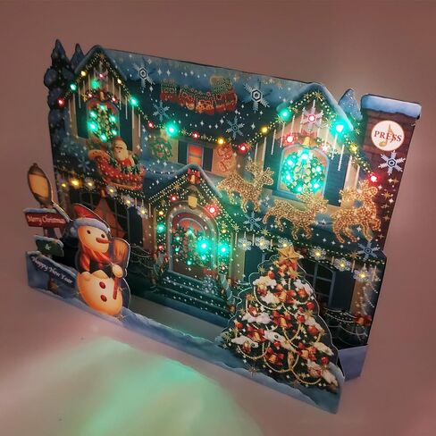 بطاقة 3D عيد الميلاد المنبثقة-منزل عطلة خفيف مع 59 LED ، لعب 6 أغنيات ، بطارية قابلة للاستبدال ، مغلف أحمر in Saudi Arabia