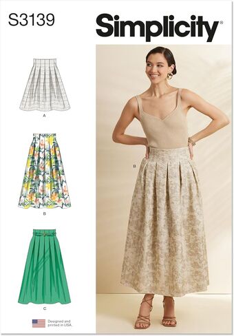 Simplicity SS3139U5 Misses' High-Waisted Pleated Skirt Sewing Pattern Packet, Design Code S3139, Sizes 16-18-20-22-24 in Saudi Arabia