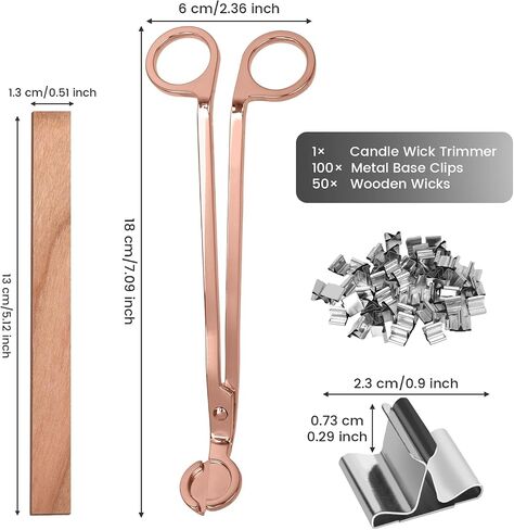 100 PCS Thickened Wood Wicks for Candles Making with Wick Trimmer & Iron Bases-0.5 × 5.1in, Naturally Smokeless Candle Wicks Naturally Smokeless for Long Lasting(Round Base) in Saudi Arabia