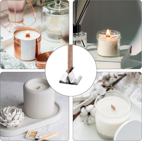 100 PCS Thickened Wood Wicks for Candles Making with Wick Trimmer & Iron Bases-0.5 × 5.1in, Naturally Smokeless Candle Wicks Naturally Smokeless for Long Lasting(Round Base) in Saudi Arabia