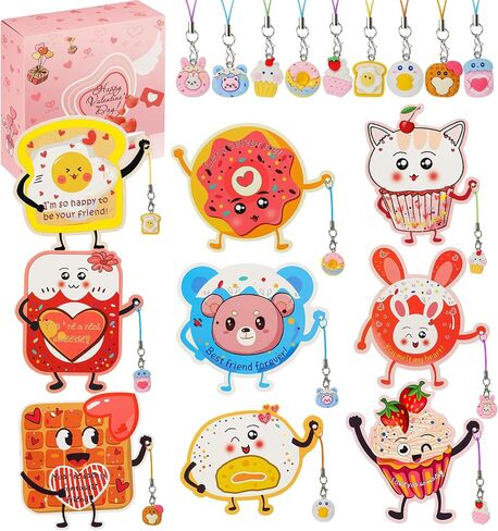 Valentines Cards for Kids Classroom Gifts - 36 Cute Pendant Gifts + 36 Valentines Day Cards for Kids, Valentine's Day Party Favors, Sweet Kids Vday Cards for School Valentines Classroom Exchange in Saudi Arabia