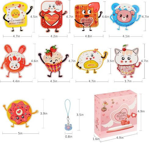 Valentines Cards for Kids Classroom Gifts - 36 Cute Pendant Gifts + 36 Valentines Day Cards for Kids, Valentine's Day Party Favors, Sweet Kids Vday Cards for School Valentines Classroom Exchange in Saudi Arabia