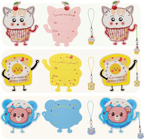 Valentines Cards for Kids Classroom Gifts - 36 Cute Pendant Gifts + 36 Valentines Day Cards for Kids, Valentine's Day Party Favors, Sweet Kids Vday Cards for School Valentines Classroom Exchange in Saudi Arabia
