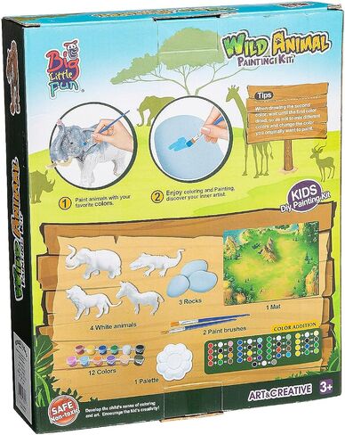 Fun Express DIY Wild Animal Scultpure Painting Kit, All in One Kids Craft Kit, Birthday and Everday Gifts, Great for Creative Acitivity for Home and School in Saudi Arabia