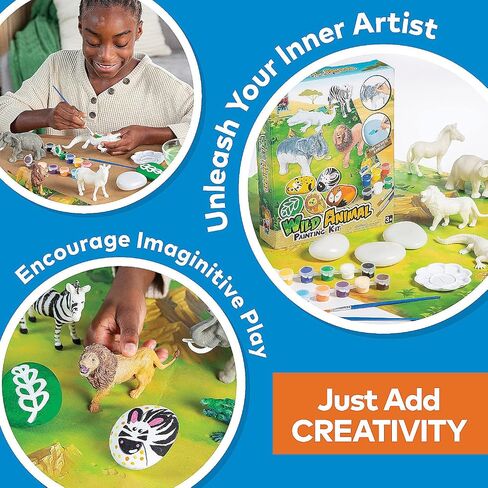 Fun Express DIY Wild Animal Scultpure Painting Kit, All in One Kids Craft Kit, Birthday and Everday Gifts, Great for Creative Acitivity for Home and School in Saudi Arabia