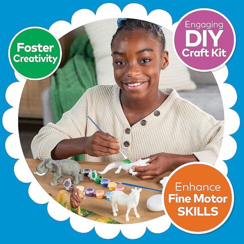 Fun Express DIY Wild Animal Scultpure Painting Kit, All in One Kids Craft Kit, Birthday and Everday Gifts, Great for Creative Acitivity for Home and School in Saudi Arabia
