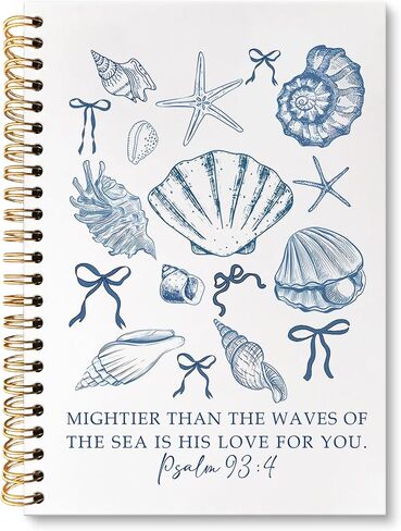 huester Christian Beach Notebook Journal, Psalm 93:4 Bible Scripture Journal for Women, Coquette Blue Bow Preppy Beach Notebooks for Note Taking, Bible Verse Hardcover Spiral Notebook, 5.5x8.3 Inch in Saudi Arabia