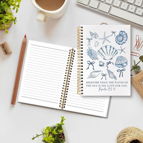 huester Christian Beach Notebook Journal, Psalm 93:4 Bible Scripture Journal for Women, Coquette Blue Bow Preppy Beach Notebooks for Note Taking, Bible Verse Hardcover Spiral Notebook, 5.5x8.3 Inch in Saudi Arabia