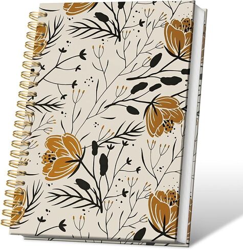 تحكم Boho Floral Botanical Journal Notebooks ، College Gold and Black Flower College لأخذ ملاحظات ، مجلة Wildflower Journaling ، SPORAL Notebook 5.5x8.3 in Kuwait