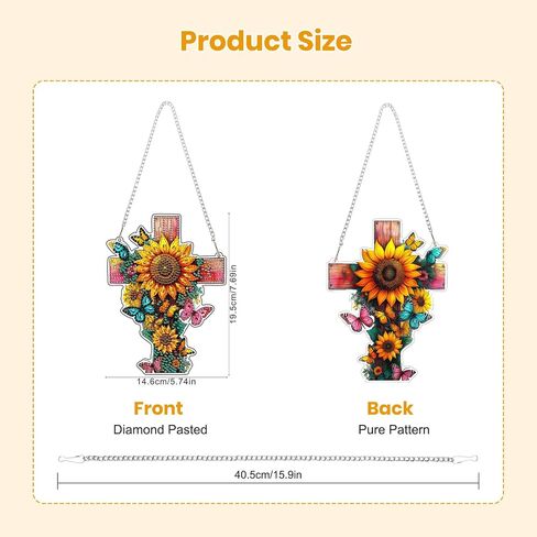 EOBROMD Diamond Hanging Art Kits for Adults, Cross Butterfly Suncatcher Diamond Art Painting, DIY Special Shaped Rhinestone Kits for Adults, Window Pendants Home Garden Wall Hanging Ornament in Saudi Arabia