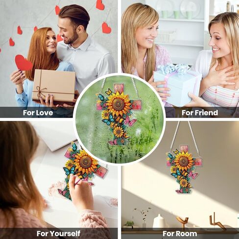 EOBROMD Diamond Hanging Art Kits for Adults, Cross Butterfly Suncatcher Diamond Art Painting, DIY Special Shaped Rhinestone Kits for Adults, Window Pendants Home Garden Wall Hanging Ornament in Saudi Arabia