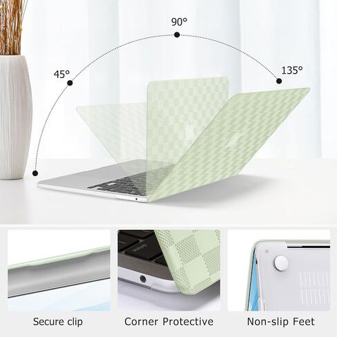 MOSISO Compatible with MacBook Pro 13 inch Case M2 2024-2016 A2338 M1 A2251 A2289 A2159 A1989 A1708 A1706, Checker Texture Grid PU Leather Coated Plastic Hard Shell&Keyboard Cover&Bag, Sage Green in Saudi Arabia