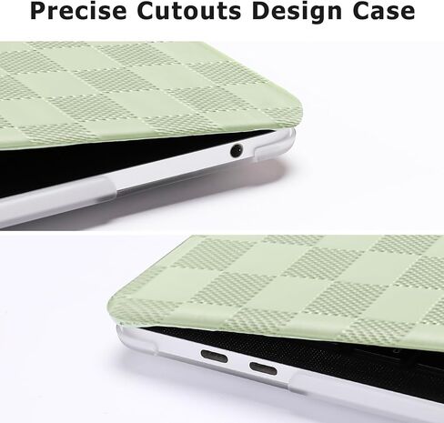MOSISO Compatible with MacBook Pro 13 inch Case M2 2024-2016 A2338 M1 A2251 A2289 A2159 A1989 A1708 A1706, Checker Texture Grid PU Leather Coated Plastic Hard Shell&Keyboard Cover&Bag, Sage Green in Saudi Arabia