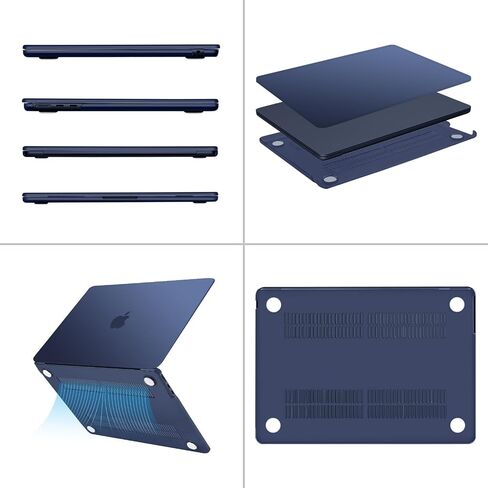 Moseso متوافق مع MacBook Air Case 13 Inch Case 2025-2022 M4 A3240 M3 A3113 M2 A2681 ، غلاف القذيفة الصلبة والوحة المفاتيح وغطاء الشاشة ونوع C & SILICONE غطاء مفاتيح مرفوع للأظافر الطويلة والأزرق الأزرق in Saudi Arabia