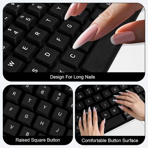 Moseso متوافق مع MacBook Air Case 13 Inch Case 2025-2022 M4 A3240 M3 A3113 M2 A2681 ، غلاف القذيفة الصلبة والوحة المفاتيح وغطاء الشاشة ونوع C & SILICONE غطاء مفاتيح مرفوع للأظافر الطويلة والأزرق الأزرق in Saudi Arabia