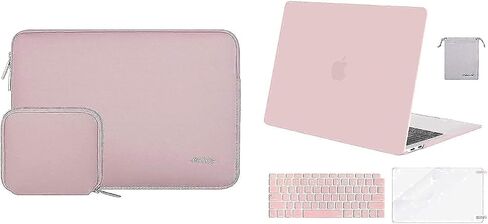 MOSISO Plastic Hard Shell&Neoprene Laptop Sleeve Bag&Keyboard Cover&Screen Protector&Storage Bag Compatible with MacBook Air 13 inch 2022-2018 Release A2337 M1 A2179 A1932, Pink in Saudi Arabia