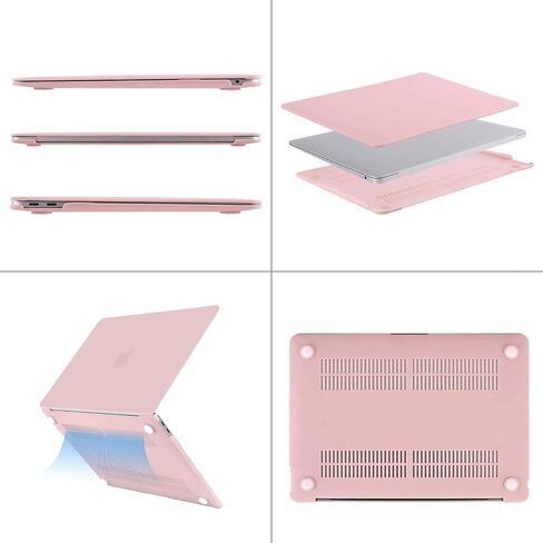 MOSISO Plastic Hard Shell&Neoprene Laptop Sleeve Bag&Keyboard Cover&Screen Protector&Storage Bag Compatible with MacBook Air 13 inch 2022-2018 Release A2337 M1 A2179 A1932, Pink in Saudi Arabia