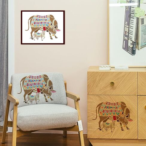 FINGERINSPIRE Warli Cow Painting Stencil - 8.3x11.7inch Large Cow Stencil for Painting, Ancient Style Pattern Drawing Template in Saudi Arabia