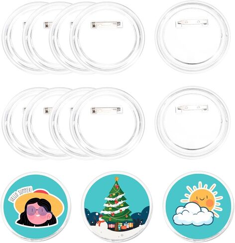 meccanixity 12pcs أزرار فارغة أزرار دبوس صانع الأزرار خياطة أكريليك واضحة 1 بوصة لصورة الحرف اليدوية ، دبوس على الملابس ، القبعات ، الأزرار ، أزرار الدائرة in Saudi Arabia