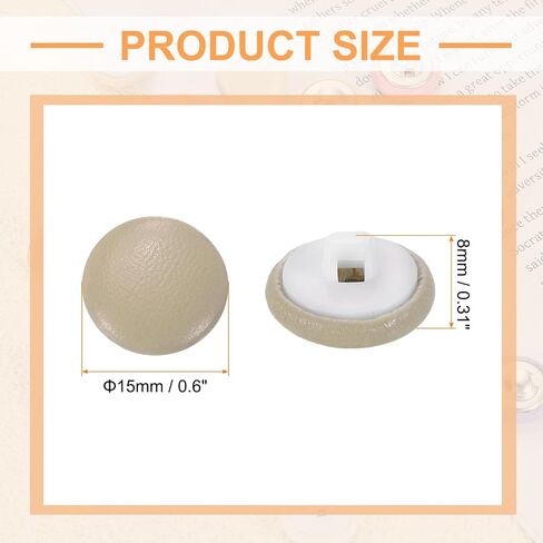 Harfington 25pcs Pu Leather Covertons 15mm قطرها جولة بلاستيك أزرار خياطة بديل للملحقات DIY الزخرفة ، بني in Saudi Arabia