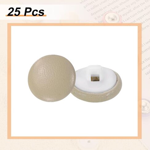 Harfington 25pcs Pu Leather Covertons 15mm قطرها جولة بلاستيك أزرار خياطة بديل للملحقات DIY الزخرفة ، بني in Saudi Arabia