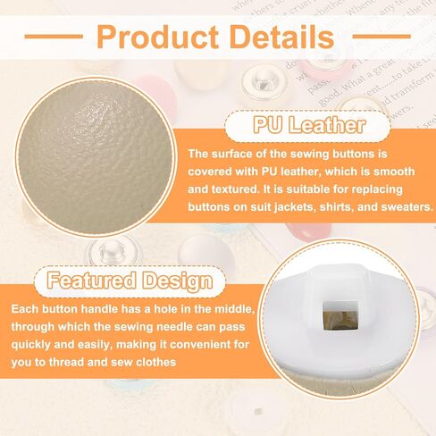 Harfington 25pcs Pu Leather Covertons 15mm قطرها جولة بلاستيك أزرار خياطة بديل للملحقات DIY الزخرفة ، بني in Saudi Arabia