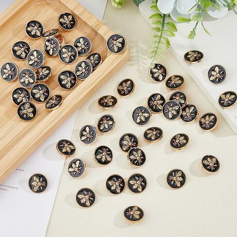 SUPERFINDINGS 32Pcs 0.7inch Enamel Bee Buttons Alloy Flat Round 3D Bee Buttons Metal Bee Round Button Vintage Black Bee Buttons for DIY Button Sewing Coat Uniform Suit Jacket in Saudi Arabia
