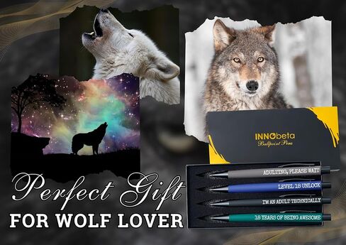 InnoBeta Wolf Gifts for Wolf Lover, Ballpoint Pen Set of 4, Gifts for Wolf Nerd on Birthday, Christmas and any Special Occasion in Saudi Arabia