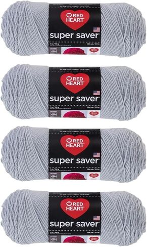 BULK BUY: Red Heart Super Saver (4 حزم) (رمادي فاتح ، 7 أوقية كل skein) in Kuwait