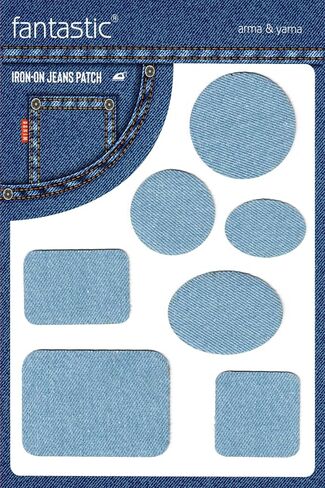 Iron-On Denim Shapes Patch Set for Jeans Durable Repair and Decorative Patches for Denim - Easy No Sew Fabric Applique (Dark Blue) in Kuwait