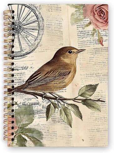 DVHDAJED VINTAGE BIRD SPORAL NOTERS ، RETRO ROSE FLOROL BIRD JOURNALS Notebooks ، Birds Lover Gifts Spiral Journal for Women ، Office Office Schools Gifts ، 5.5x8.3in in Saudi Arabia