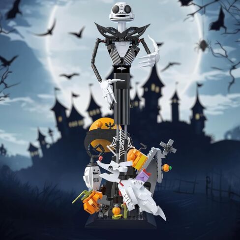 Horror Skull Building Set, Before Christmas Haunted House Building Blocks Set, Pumpkins and Skeleton Ghosts, Halloween Christmas Building Toys Gifts for Movie Fans Adults in Saudi Arabia