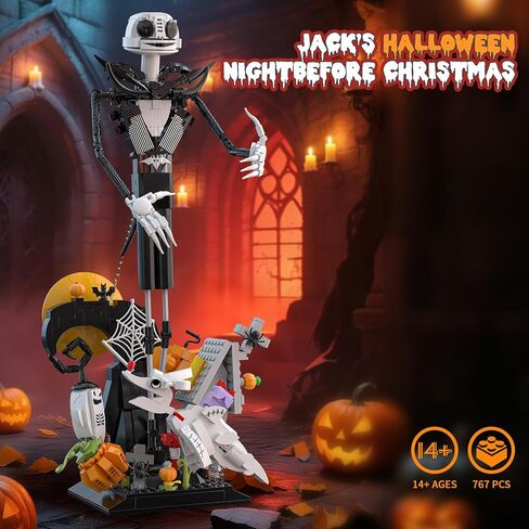 Horror Skull Building Set, Before Christmas Haunted House Building Blocks Set, Pumpkins and Skeleton Ghosts, Halloween Christmas Building Toys Gifts for Movie Fans Adults in Saudi Arabia