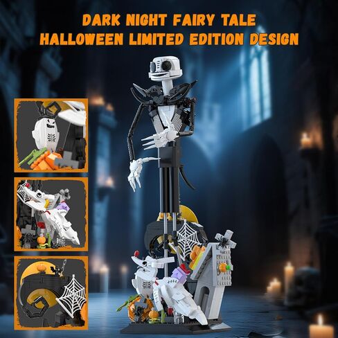 Horror Skull Building Set, Before Christmas Haunted House Building Blocks Set, Pumpkins and Skeleton Ghosts, Halloween Christmas Building Toys Gifts for Movie Fans Adults in Saudi Arabia