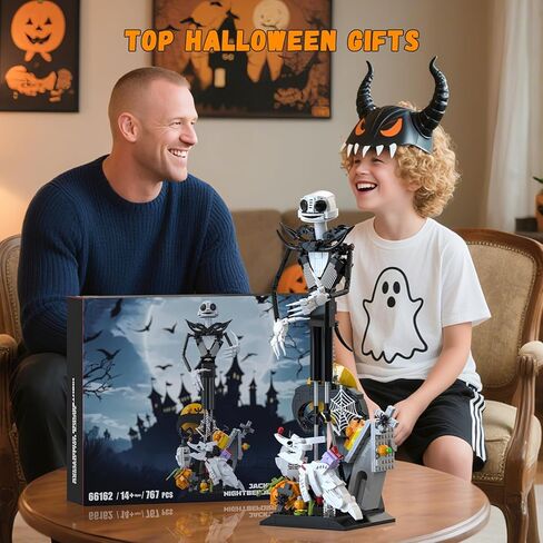 Horror Skull Building Set, Before Christmas Haunted House Building Blocks Set, Pumpkins and Skeleton Ghosts, Halloween Christmas Building Toys Gifts for Movie Fans Adults in Saudi Arabia