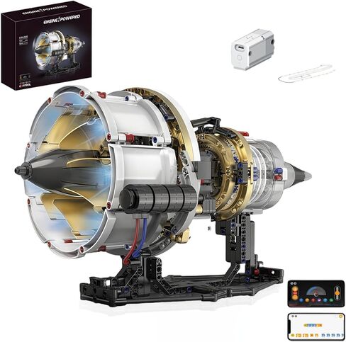 Aircraft Engine Model Kit That Runs - Jet Turbofan Visible Mini Engine with Motor & APP Control - Idea Mechanical Gifts Compatible with Lego Airplane,Aerospace MOC Engineering Set for Adults in Saudi Arabia