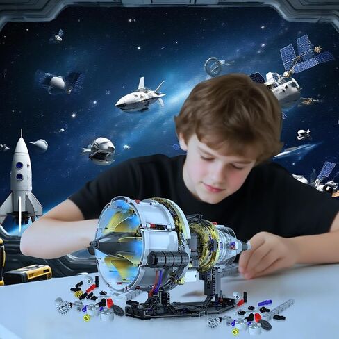 Aircraft Engine Model Kit That Runs - Jet Turbofan Visible Mini Engine with Motor & APP Control - Idea Mechanical Gifts Compatible with Lego Airplane,Aerospace MOC Engineering Set for Adults in Saudi Arabia