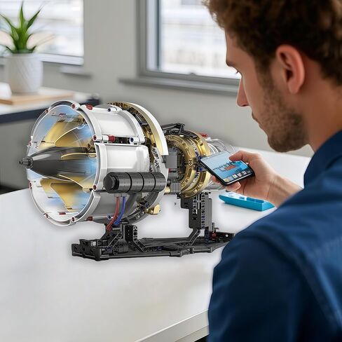 Aircraft Engine Model Kit That Runs - Jet Turbofan Visible Mini Engine with Motor & APP Control - Idea Mechanical Gifts Compatible with Lego Airplane,Aerospace MOC Engineering Set for Adults in Saudi Arabia