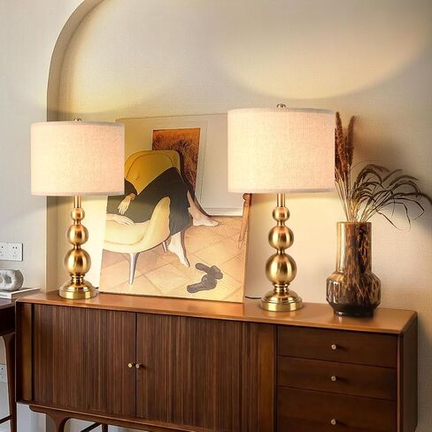 24.4'' Orange Mid Century Modern Table Lamps Set of 2 for Living Room Bedroom Bedside Nightstand, Contemporary Table Lamp for Bedside, End Table Side Table Lamp (Bulbs Not Includes) in Saudi Arabia