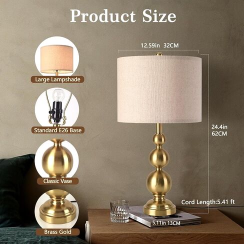 24.4'' Orange Mid Century Modern Table Lamps Set of 2 for Living Room Bedroom Bedside Nightstand, Contemporary Table Lamp for Bedside, End Table Side Table Lamp (Bulbs Not Includes) in Saudi Arabia