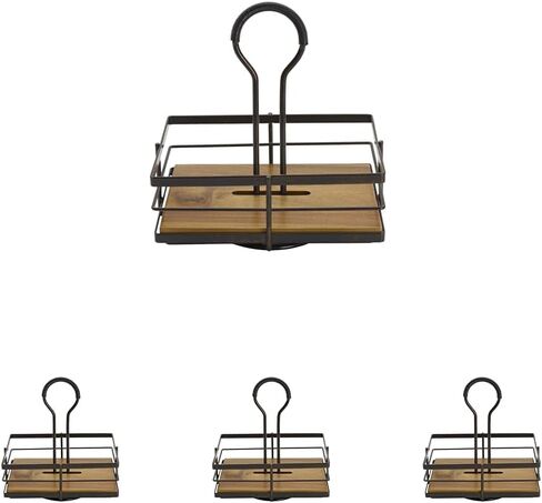 Gourmet Basics by Mikasa Nova Acacia Wood Rotating Condiment Caddy, 8.75 Inch, Black,5270309 in Kuwait