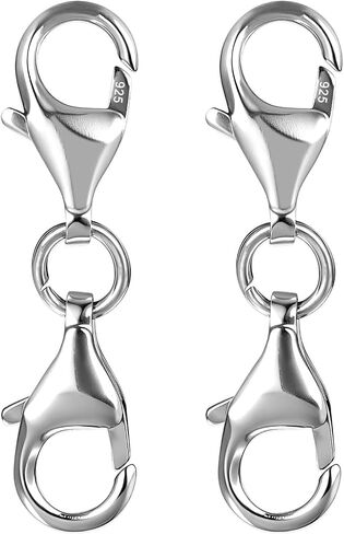 2pcs 925 Sterling Silver Double Lobster Claw Clasps Necklace Clasps and Closures Bracelet Extender Bracelet Clasp for Making Jewelry Chain Bracelets Extension Jewelry in Saudi Arabia