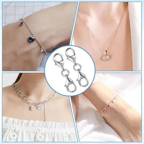 2pcs 925 Sterling Silver Double Lobster Claw Clasps Necklace Clasps and Closures Bracelet Extender Bracelet Clasp for Making Jewelry Chain Bracelets Extension Jewelry in Saudi Arabia