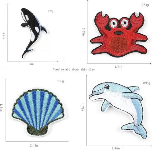 Iron on 20 Patches Ocean Applique Decal Sticker Ocean Applique Decal kit for Clothing, Jackets, Backpacks, Jeans in Saudi Arabia