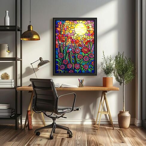 Generic Black Raven Stained Glass Art 5D Diamond Art Painting for Adults Full Drill Round Diamond Paint by Number Kits for Beginners Gems Cross Stitch for Wall Decor 11.8x15.8inch(4) in Saudi Arabia
