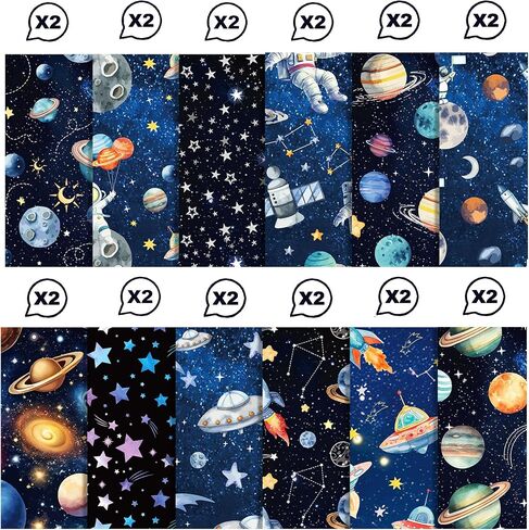 BHNACIER 24 Sheets Outer Space Pattern Paper Outer Space Scrapbook Paper - 12" x 12" Planet and Galaxy Astronaut Galaxy Double-Sided Decorative Craft Papers for Scrapbooking Card Making, Junk Journal in Saudi Arabia