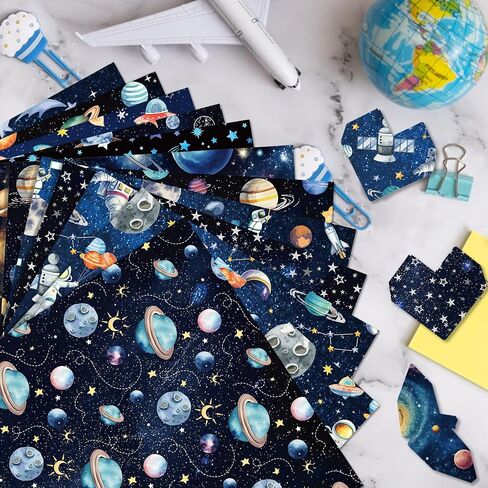 BHNACIER 24 Sheets Outer Space Pattern Paper Outer Space Scrapbook Paper - 12" x 12" Planet and Galaxy Astronaut Galaxy Double-Sided Decorative Craft Papers for Scrapbooking Card Making, Junk Journal in Saudi Arabia