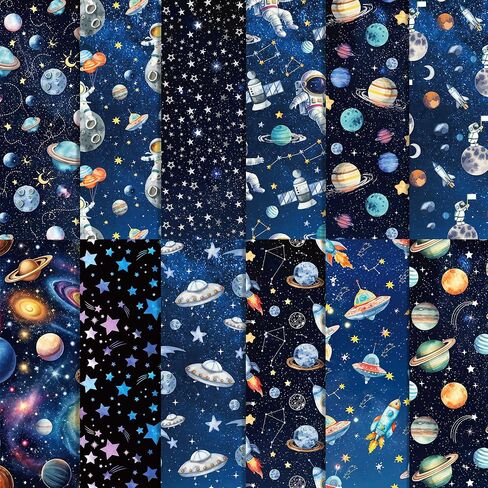 BHNACIER 24 Sheets Outer Space Pattern Paper Outer Space Scrapbook Paper - 12" x 12" Planet and Galaxy Astronaut Galaxy Double-Sided Decorative Craft Papers for Scrapbooking Card Making, Junk Journal in Saudi Arabia