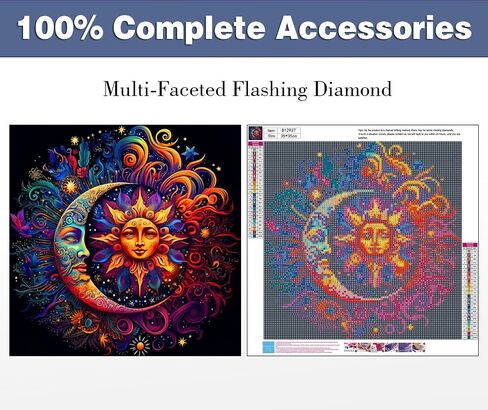 Sun and Moon Diamond Painting Kits for Adults， Sun and Moon Diamond Art Kits for Adults,DIY Full Drill Diamond Painting Gem Art and Crafts 14x14inch in Saudi Arabia