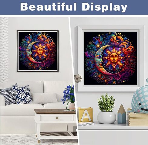 Sun and Moon Diamond Painting Kits for Adults， Sun and Moon Diamond Art Kits for Adults,DIY Full Drill Diamond Painting Gem Art and Crafts 14x14inch in Saudi Arabia